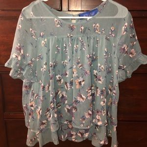 francesca floral green blouse